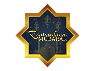 Ramadan Mubarak With Golden Color lantern