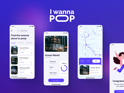 Mobile app "I wanna poop" app branding design graphic design logo mobile mobile app toilet ui
