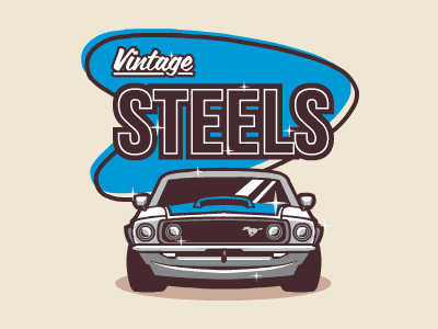 Vintage Steels american car diner illustration logo muscle retro steels vintage