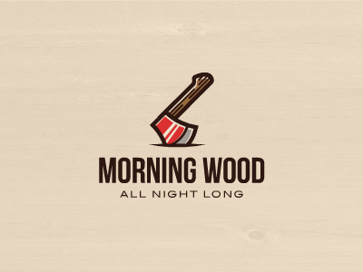 Morning Wood axe drug handle logo man morning sexual wood