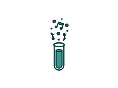 Music Professor blue brandsanity design green illustration logo music notes professor test tube