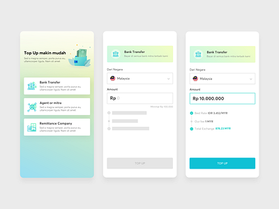 TOP UP ( Micro Interaction ) adobe xd android app android ui branding color flat gradient green blue illustration interace interaction design ios ios apps micro interaction minimal minimalist pixel perfect ui ui ux