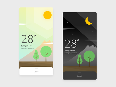 weather ( Micro Interact ) android app android ui apps design dark ui darkmode flat illustration interace interaction design morning night ui ui ux waether