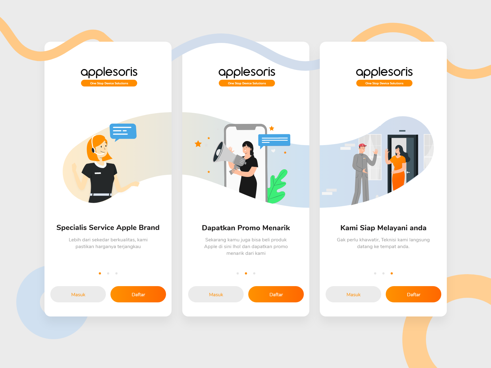 onboarding screen for Applesoris apps by One Hour Happiness Studio on  Dribbble