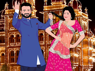 Indian Couple Caricature designs, themes, templates and downloadable  graphic elements on Dribbble