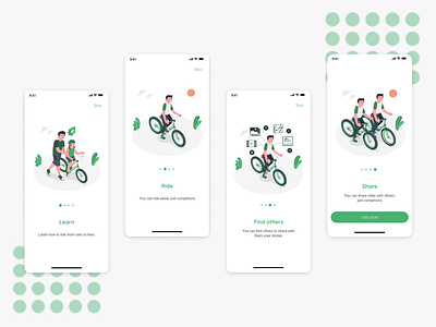 Cycling Onboarding screens cycling figma illustration mobile ui ux xd