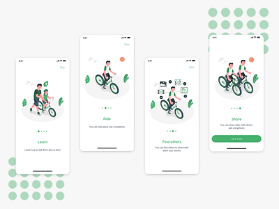 Cycling Onboarding screens