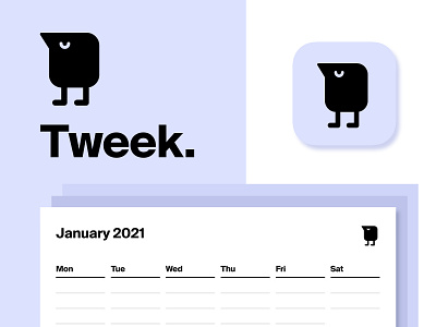 Tweek Logo app bird brand identity branding calendar graphic design logo