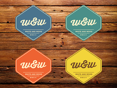 white and wood logo variations