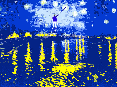 Starry Night Over the Rhone app design illustration ui ux