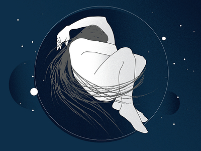 girl in the space black flat flat design girl illustration vector