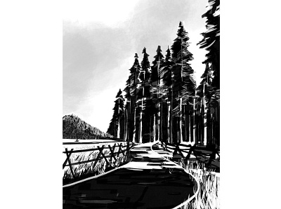 Ecco Lake view black illustration