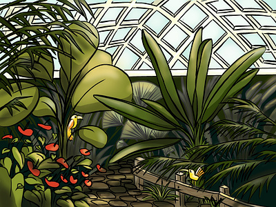 Botanic Garden birds botanic design garden illustration tree