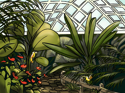 Botanic Garden birds botanic design garden illustration tree