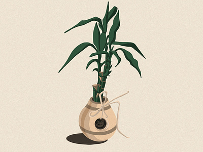 My little lucky bamboo bamboo design flat illustration tree vase vector