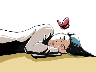 Butterfly black design flat girl illustration vector