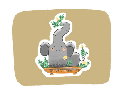 Elephant bonsai bonsai design elephant flat flower illustration procreate