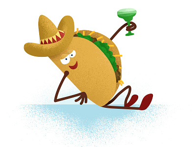 Taco man doodle illustration margarita party sombrero taco vector