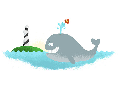 Doodle Whale doodle illustration light house ocean texture whale