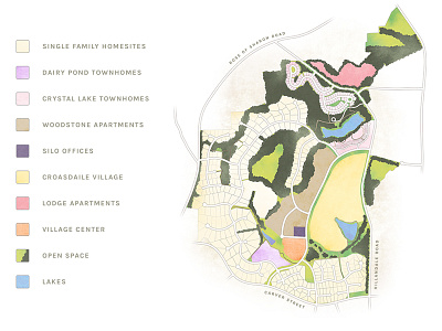 Map durham key legend map neighborhood real estate texture watercolor