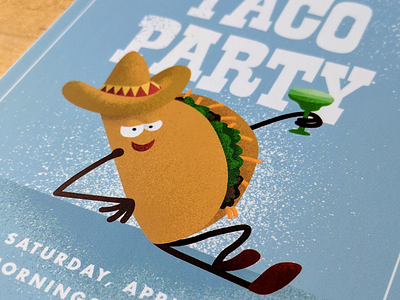 Taco Party Invitation anthropomorphic taco fiesta illustration invitation margarita moo.com party sombrero taco texture vector