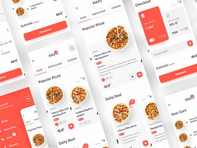 Fast Food Store Online App card cart checkout dailyui design ecommerce food menu pizza products shipping social network store ui