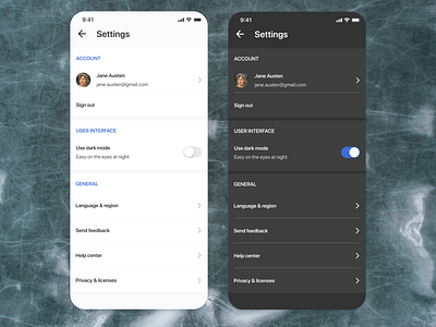 Settings #007 #DailyUI dailyui dailyui007 dark mode dark ui design mobile app settings settings ui ui