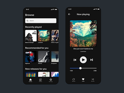 Music Player #009 #DailyUI app clean dailyui dailyui009 dark app dark ui design interface minimal mobile app modern music music app music art music player player song track