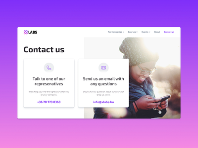 Daily UI 28 — Contact us branding contact contact page contact us daily 100 challenge dailyui dailyui28 design education interface purple ui webdesign xlabs