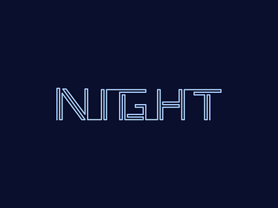 Night Type lettering line night single line type typography