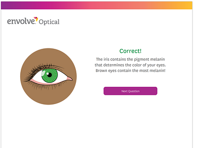 Envolve Optical - Quiz Correct Answer Page animation design css3 design html5 ui web