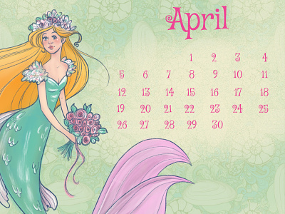 mermaid april calendar