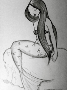 Mermaid character design drawing illustration