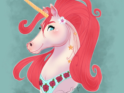 Fancy Unicorn character design fantasy procreate app sketch