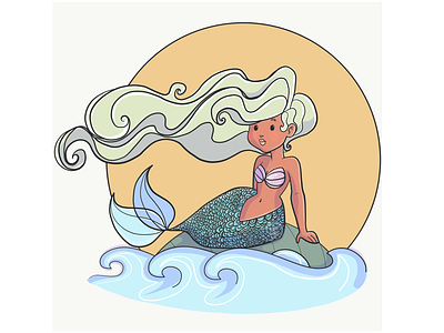 Stormy Seas adobe draw character mermaid vector