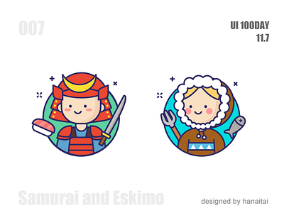 Samurai and Eskimo design icon illustration ui