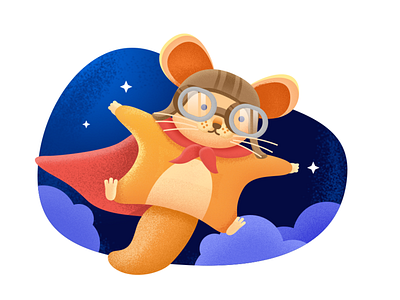 fiying mouse design icon illustration