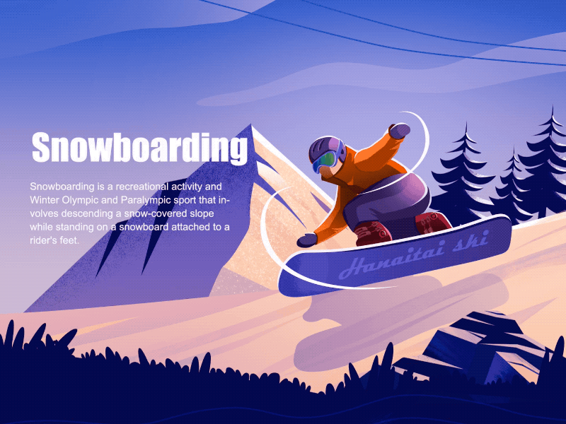 Go On Vacation design diving illustration sea ski snowboarding turtle
