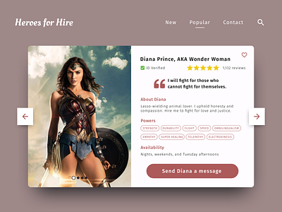 Daily UI #006 - User Profile dailyui hero profile profile card ui user profile wonder woman