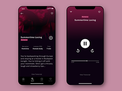 Summertime Loving app design audio erotic fantasy mobile mobile ui ui