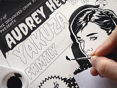 Audrey was part of the yakuza family blackandwhite illustration yakuza