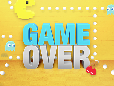GAME OVER 3d dots game graphic pacman tribute