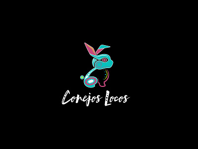 Conejos Locos logo diseño icono ilustración logo marca tipografía vector