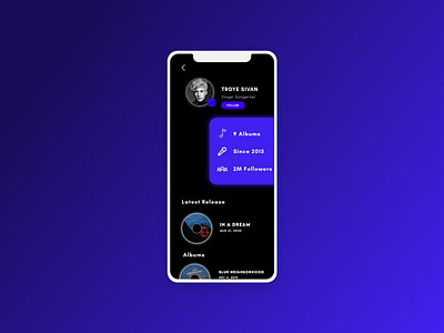 Artist Page app artist artists blue branding clean design flat ios minimal mobile music music app music player musician ui