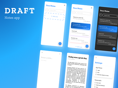 Notes App - A simple, elegant animated user interface for notes android app design draft mobile notes ui design ux