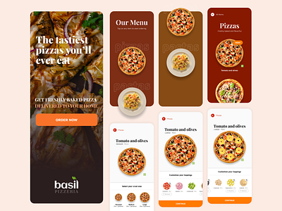 Basil - a Pizza Ordering App app design figma food logo pizza ui