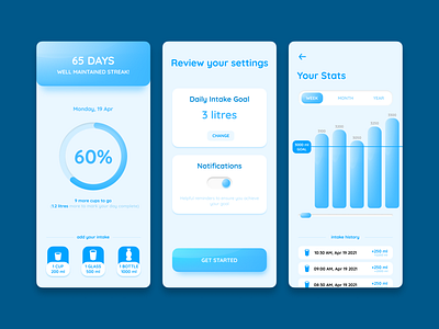 Water Reminder App Concept app design drinking figma fitness health hydrate hydration mobile reminder ui ui design water water intake