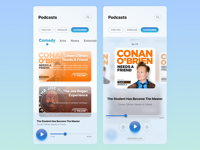 Podcast App Concept aero app audio design figma fusion glassmorphism listening app mobile mobile design player podcast podcasts retro ui ui design windows 7 windows aero