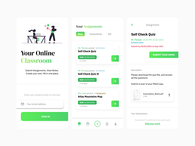 Online Classroom - Assignment App Concept