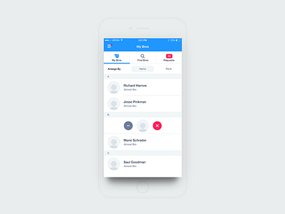 Bro Alliance - Bros android app ban bro delete friends ios iphone list management swipe